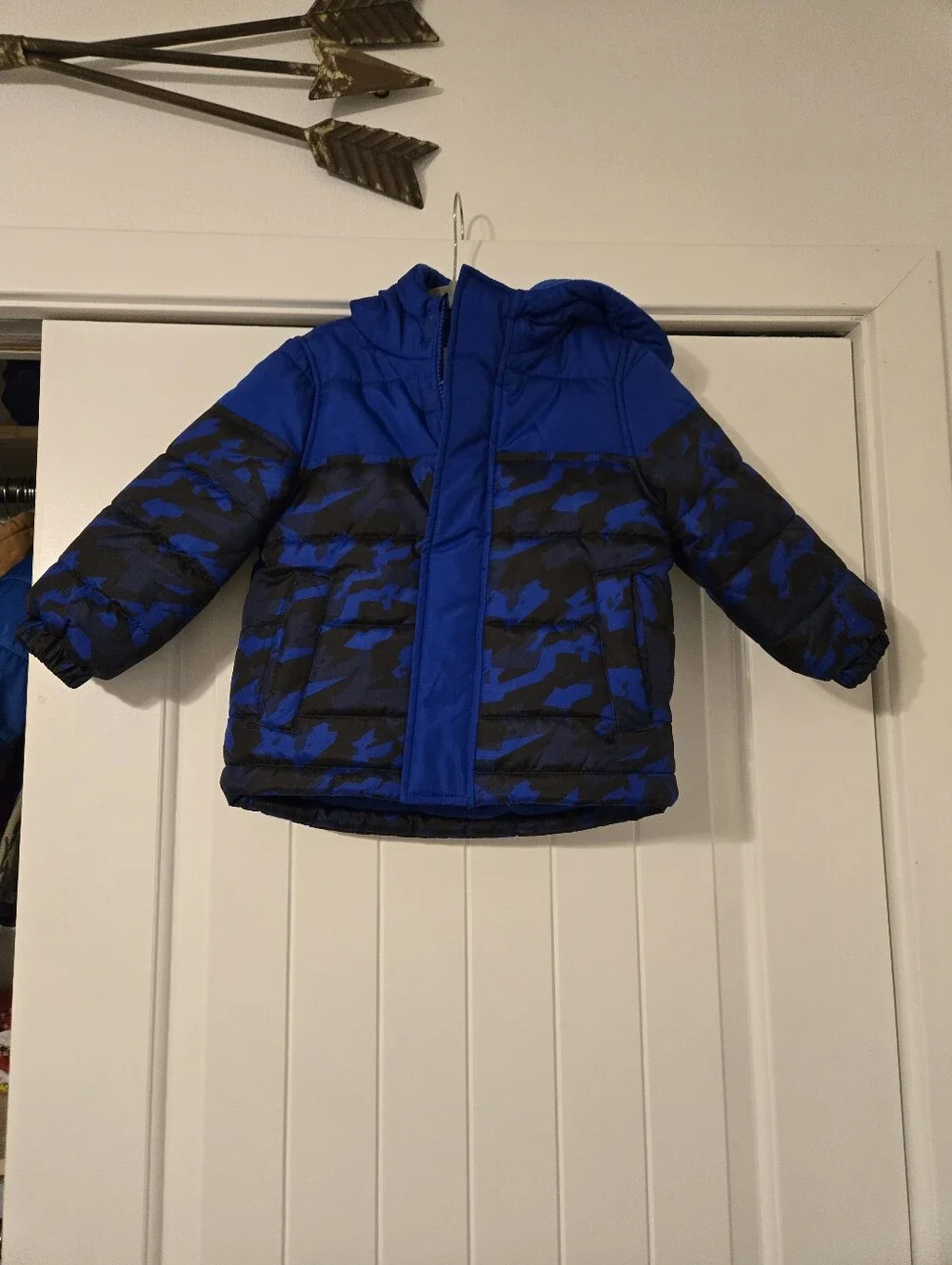 Jumping beans Blue Camouflage Puffer Jacket with Hood